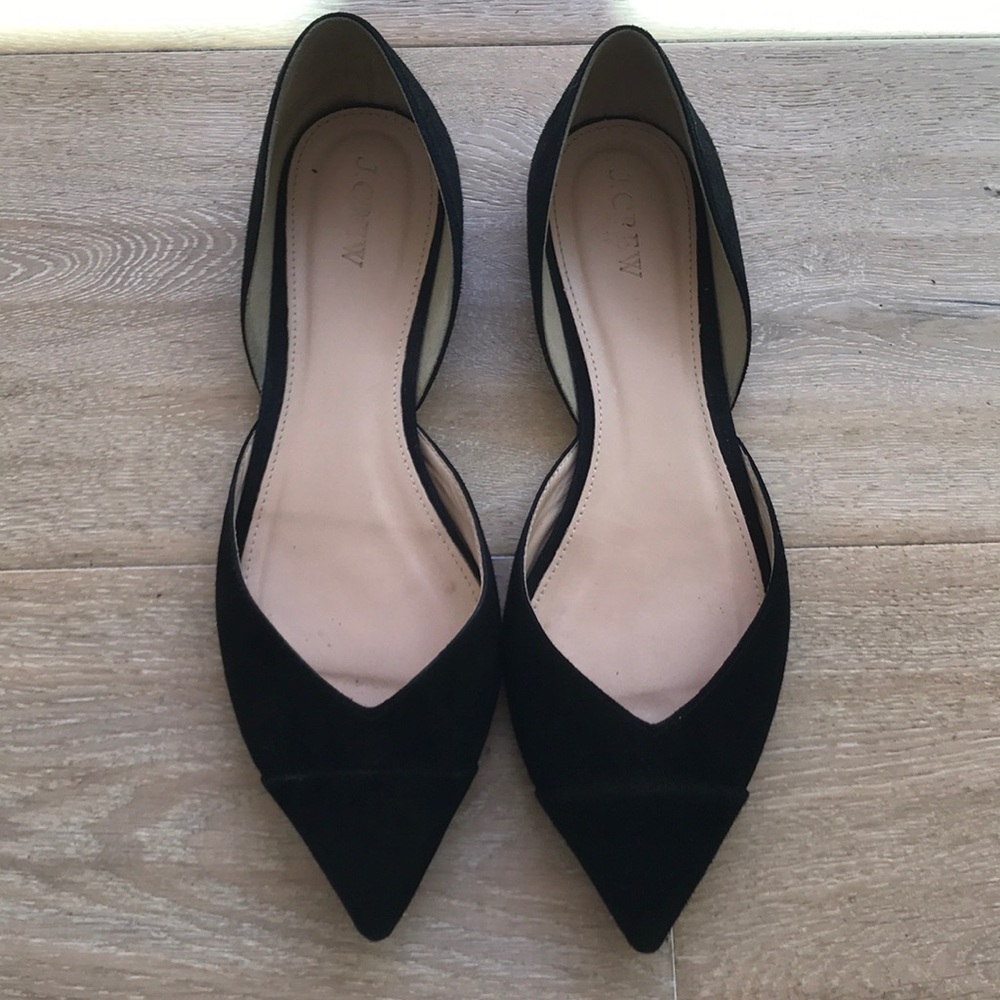 Black suede J.Crew pointy flats